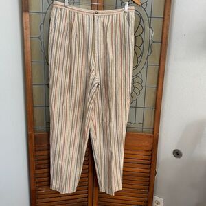 Vintage Casual Corner Linen Blend Elastic High Rise Straight Leg Pants Size 12